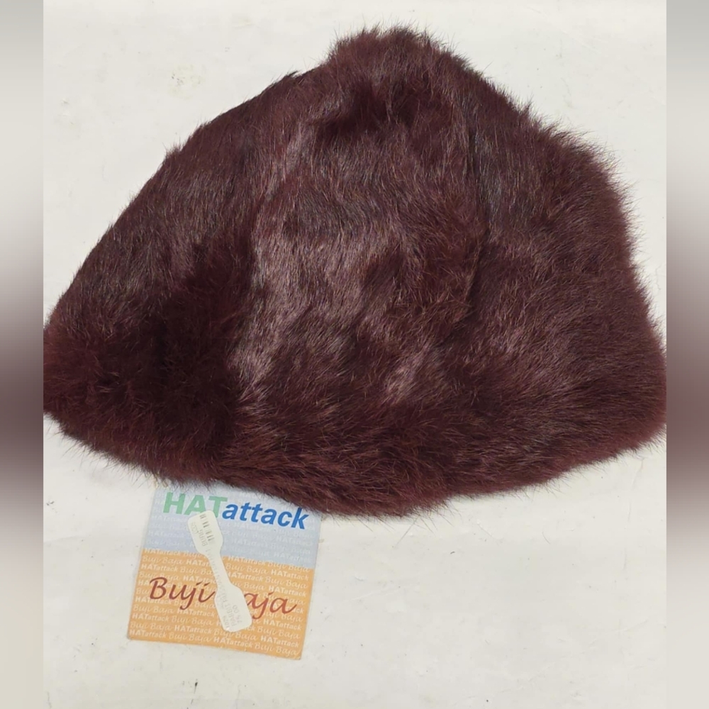 Hat Attack Burgûdy Russian Rabbit Fur Hat NWT